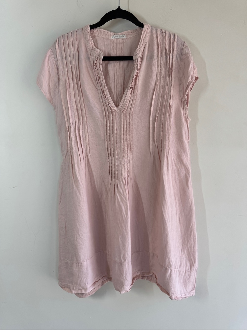 CP Shades Free People Linen Tunic Dress Pink Large Boho Coastal Cottagecore Chic